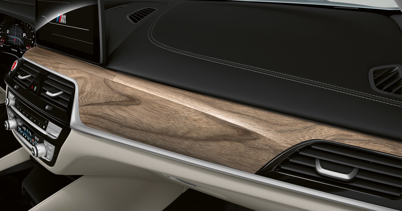 BMW Individual hnědé dřevěné obložení interiéru Sen Light Brown