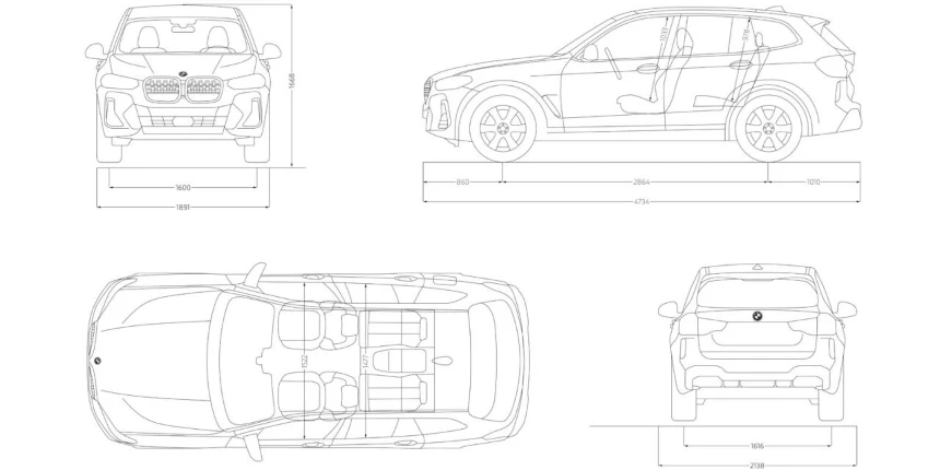 BMW iX3 nákres